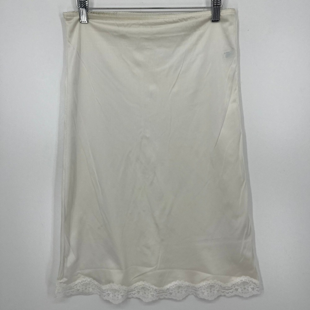 Greenco Maid Vintage Ivory Nylon Tricot Lace Trim Half Slip Small 5